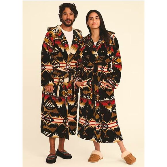 NWT Pendleton Unisex Patterned Long Sleeve Plush Terry Velour Robe Size S/M - Picture 2 of 12